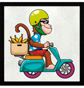 Parche cuadrado mono en moto