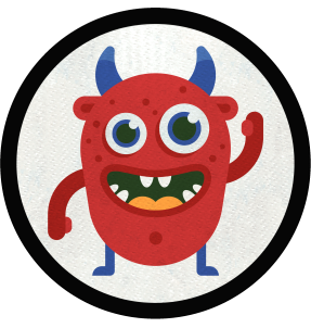 Parche redondo monstruo rojo