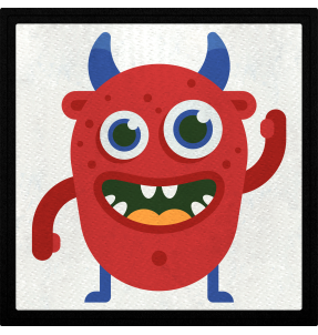 Parche cuadrado monstruo rojo