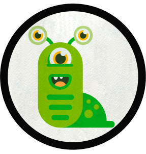 Parche redondo monstruo babosa verde