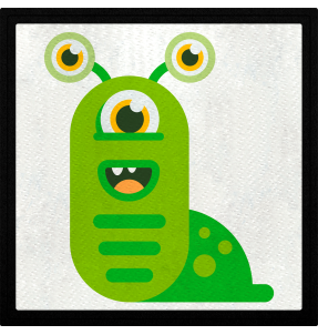 Parche cuadrado monstruo babosa verde