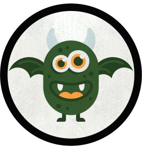 Parche redondo monstruo con alas verdes