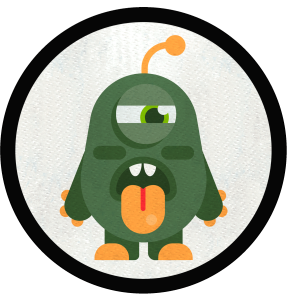 Parche redondo monstruo con la lengua fuera