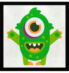 Parche cuadrado monstruo verde con ojeras