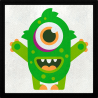 Parche cuadrado monstruo verde con ojeras