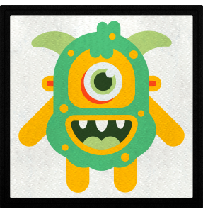 Parche cuadrado monstruo verde pistacho