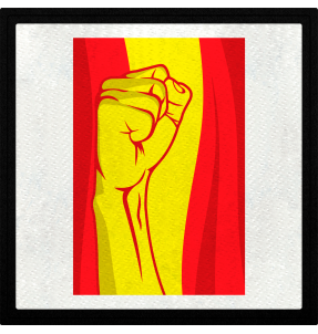 Parche cuadrado puño dentro de la bandera española