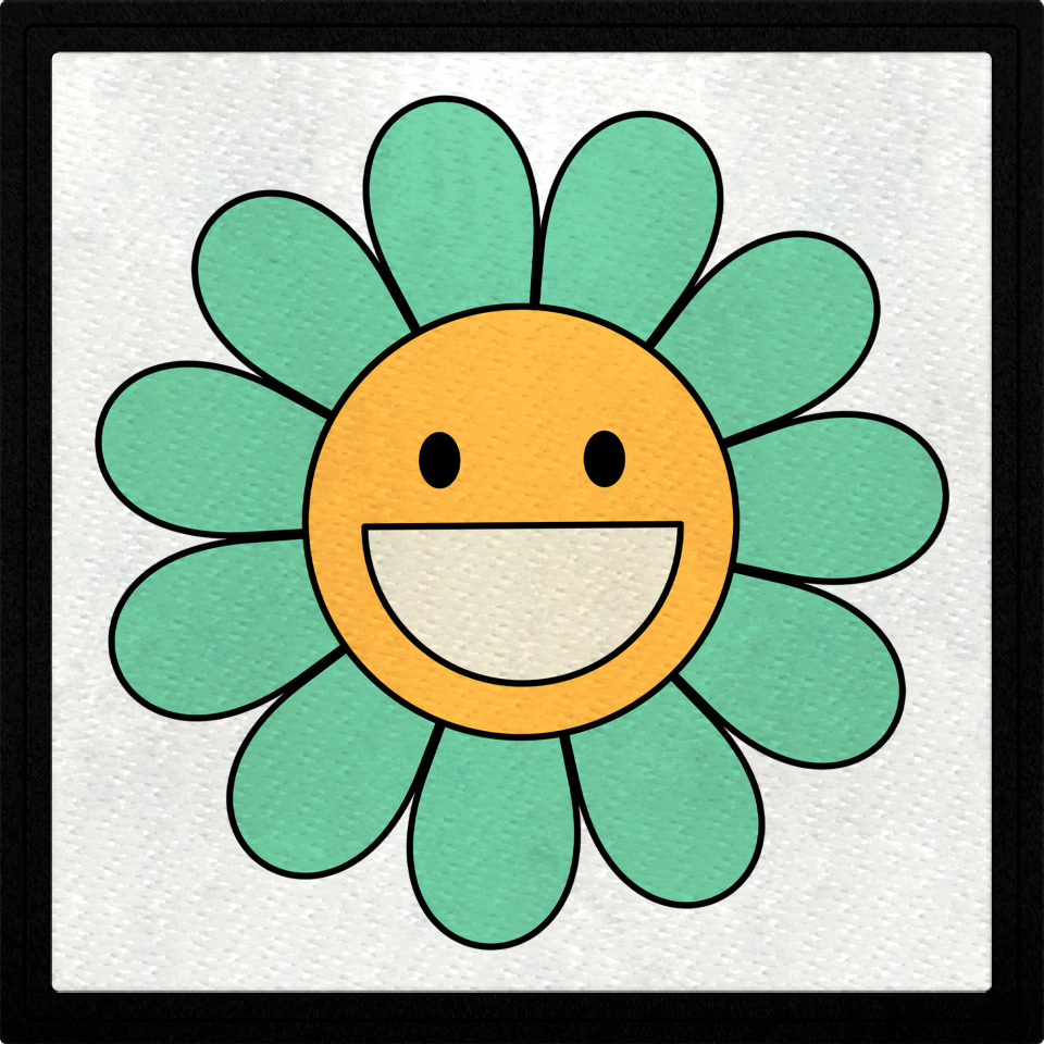 Parche cuadrado flor verde menta