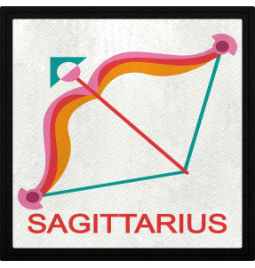 Parche cuadrado sagitario multicolor