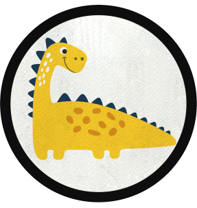 Parche redondo saurópodos amarillo