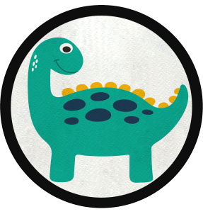 Parche redondo saurópodos mirando atrás