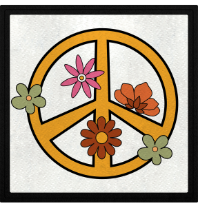 Parche cuadrado símbolo de la paz con flores