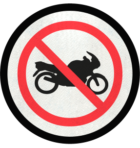 Parche redondo prohibido moto