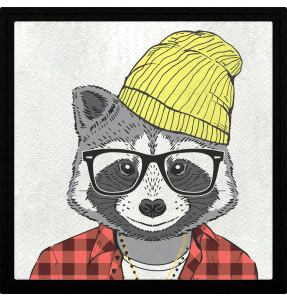 Parche cuadrado mapache hipster