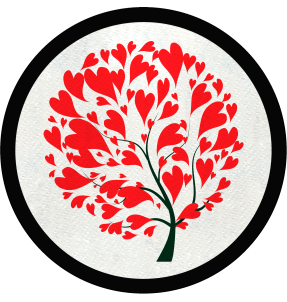 Parche redondo árbol de corazones