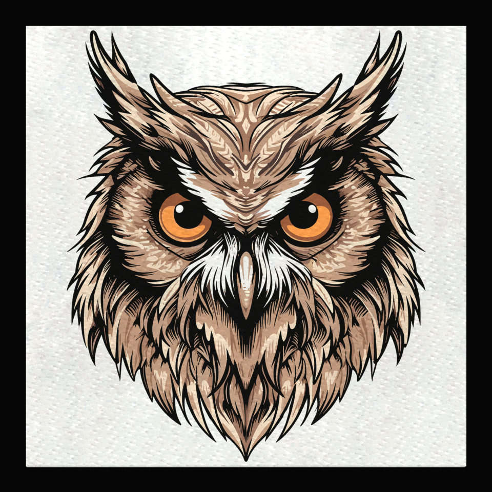 Parche cuadrado búho real