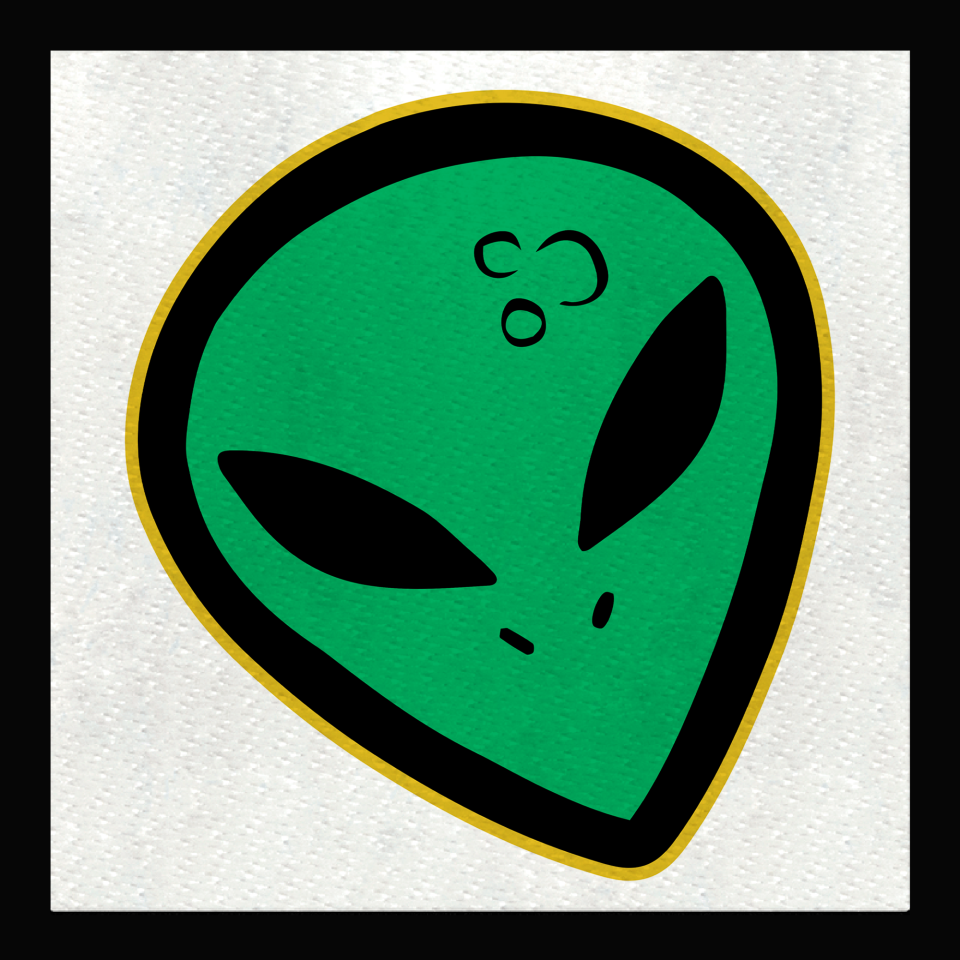 Parche cuadrado cabeza de alien