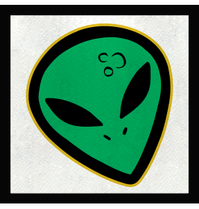 Parche cuadrado cabeza de alien