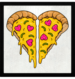 Parche cuadrado pizza corazón