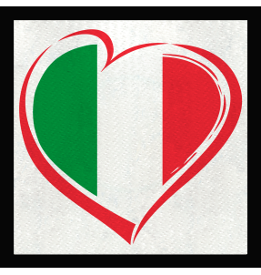 Parche cuadrado corazón bandera italiana