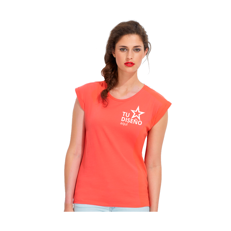 Camiseta mujer cuello ancho personalizada