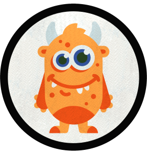 Parche redondo monstruo naranja con sonrisa