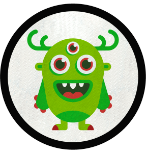 Parche redondo monstruo verde con cuernos