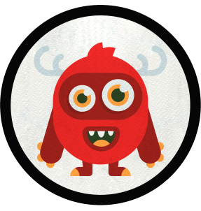 Parche redondo monstruo rojo con cuernos