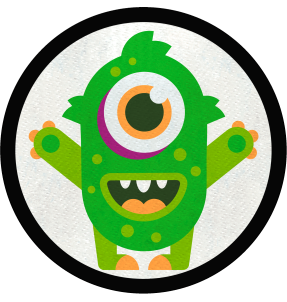 Parche redondo monstruo verde con ojeras