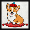 Parche cuadrado rey corgi