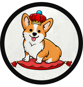 Parche redondo rey corgi
