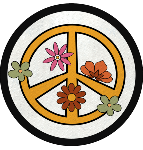 Parche redondo símbolo de la paz con flores