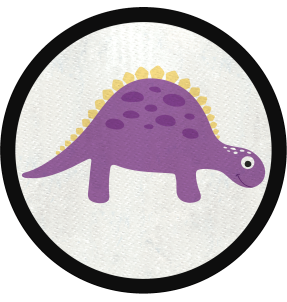 Parche redondo stegosaurus morado