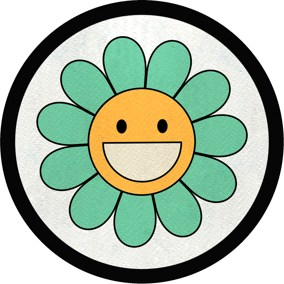 Parche redondo flor verde menta