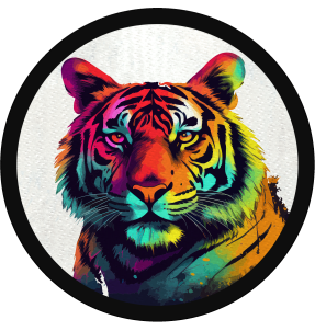 Parche redondo tigre colorido