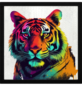 Parche cuadrado tigre colorido