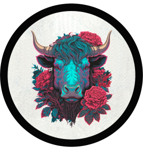 Parche redondo toro con rosas