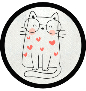 Parche redondo gato con corazones