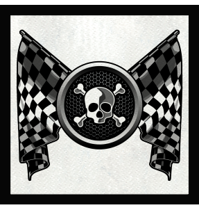 Parche cuadrado bandera con calaveras