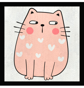 Parche cuadrado gato con corazones blancos