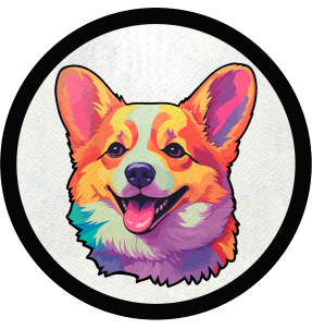 Parche redondo corgi colorido