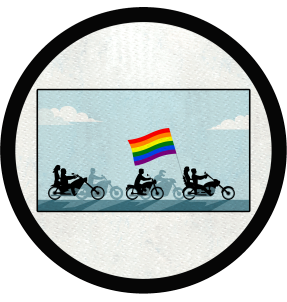 Parche redondo desfile de motos LGBTI