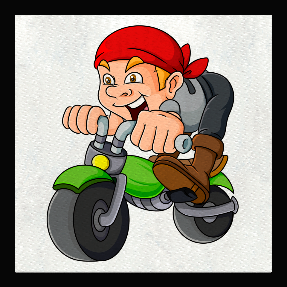 Parche cuadrado dibujo de moto