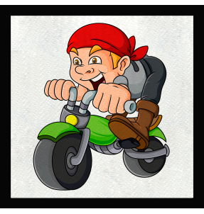 Parche cuadrado dibujo de moto