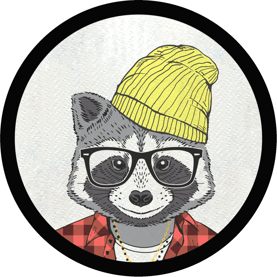 Parche redondo mapache hipster