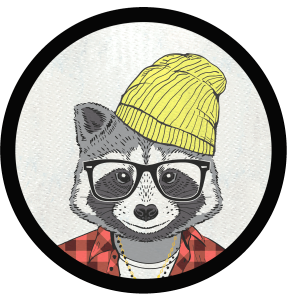 Parche redondo mapache hipster