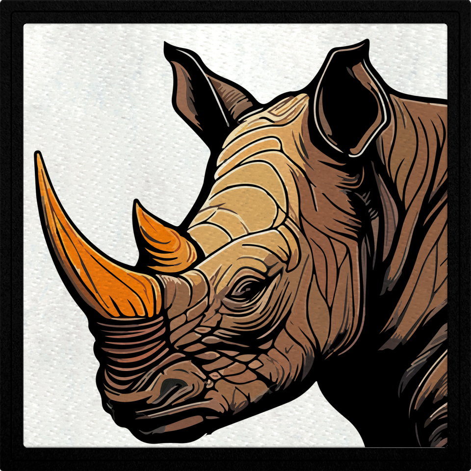 Parche cuadrado rinoceronte con dos cuernos