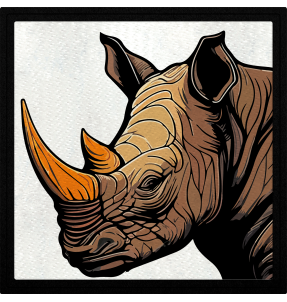 Parche cuadrado rinoceronte con dos cuernos