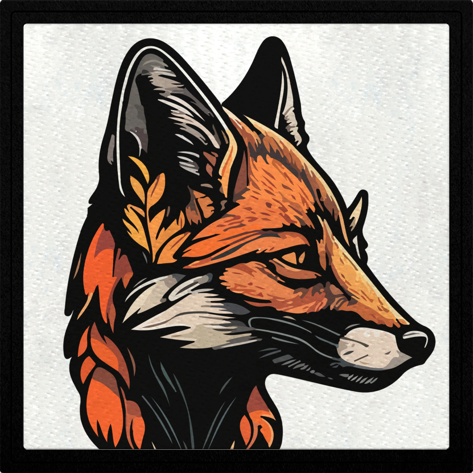 Parche cuadrado perfil cabeza de zorro