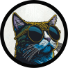 Parche redondo gato negro con línea amarilla